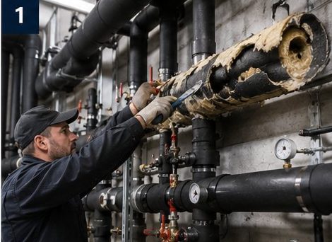 Dépose de l'ancien calorifugeage