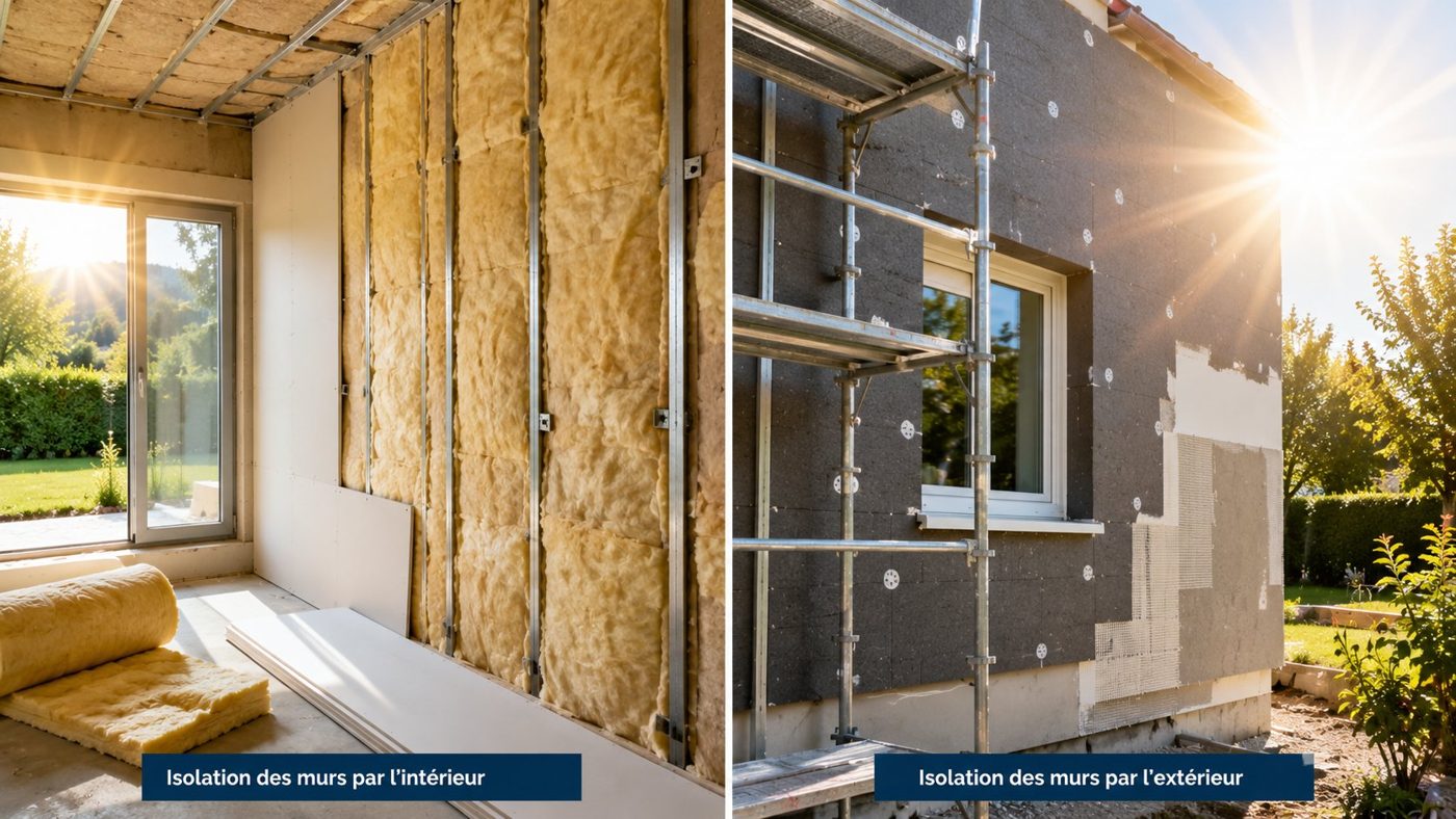 Isolation des murs par l'intérieur et par l'extérieur