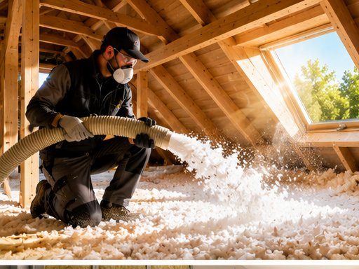 Soufflage de l'isolant en combles perdus